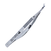 Troutman-Castroviejo Corneal Section Scissors, Right, Serrated And Flat Handle With Polished Finish, Barraquer Stop/Lock, Miniature Model Has Curved Blades, Blunt Tips, Both Blades Of Equal Length, 13mm From Mid Screw To Tip, And Overall Length Of 4 1/8" (105mm) 